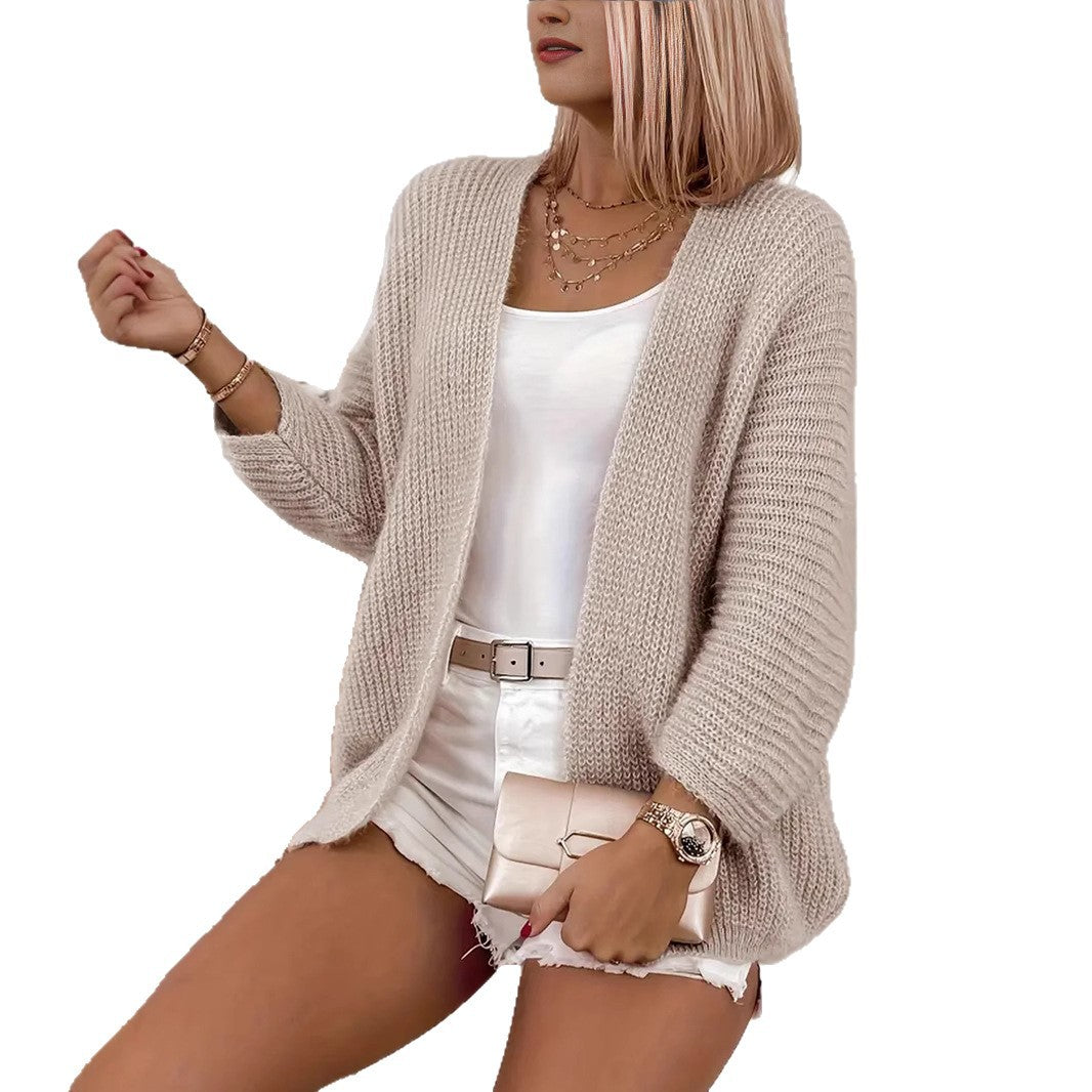 Damen leichte Strickjacke mit oversized Silhouette und tiefem V-Ausschnitt Merchesia