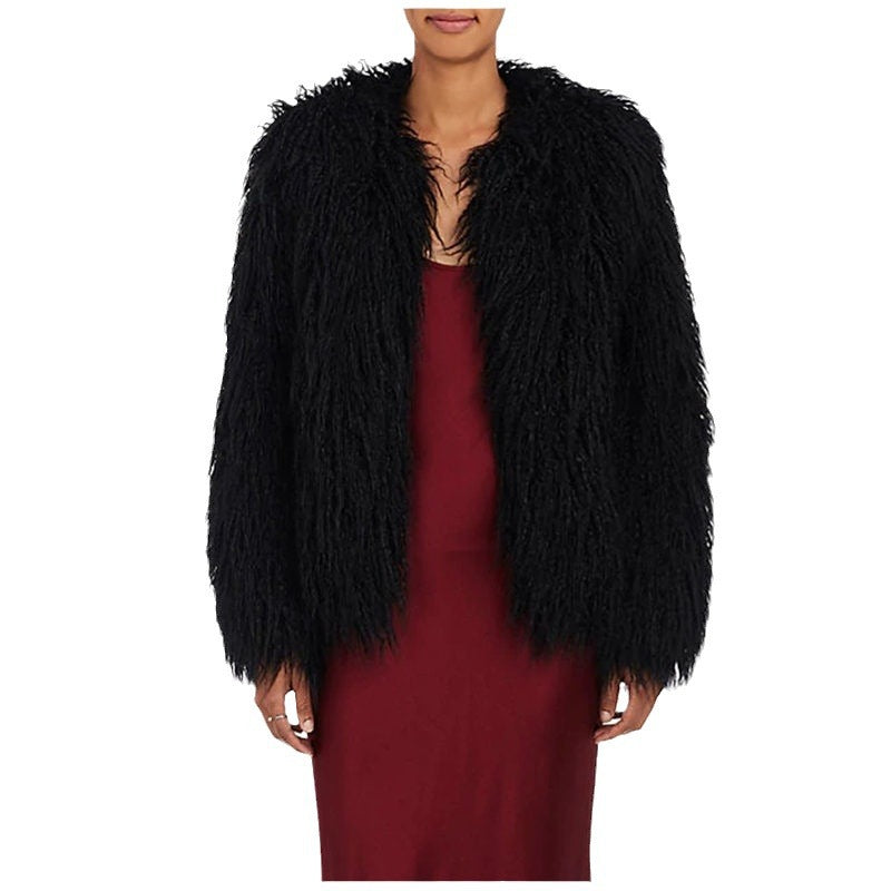 Damen Flauschige Kunstpelzjacke mit voluminösen Ärmeln Merchesia