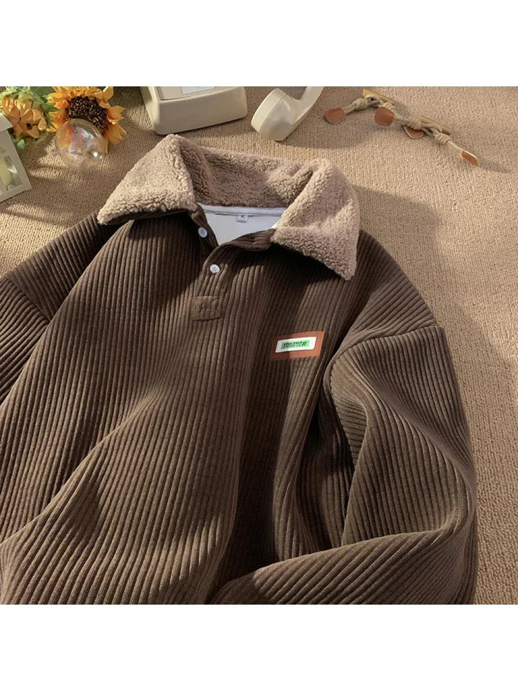 WW | Warmes Langärmelig Vlies Kragen Pullover