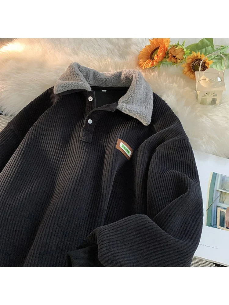 WW | Warmes Langärmelig Vlies Kragen Pullover