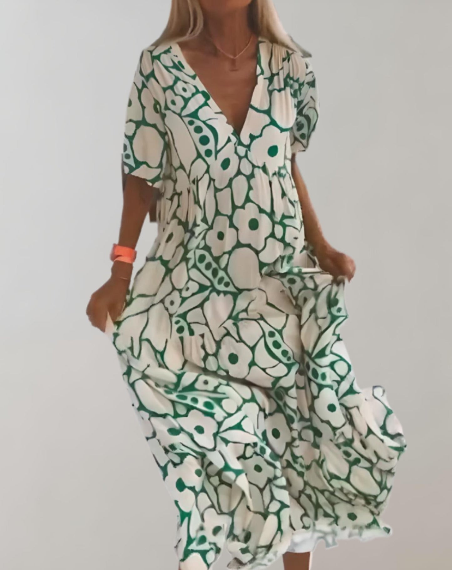hals maxi sommerkleid mit blumenmuster für damen | Blair