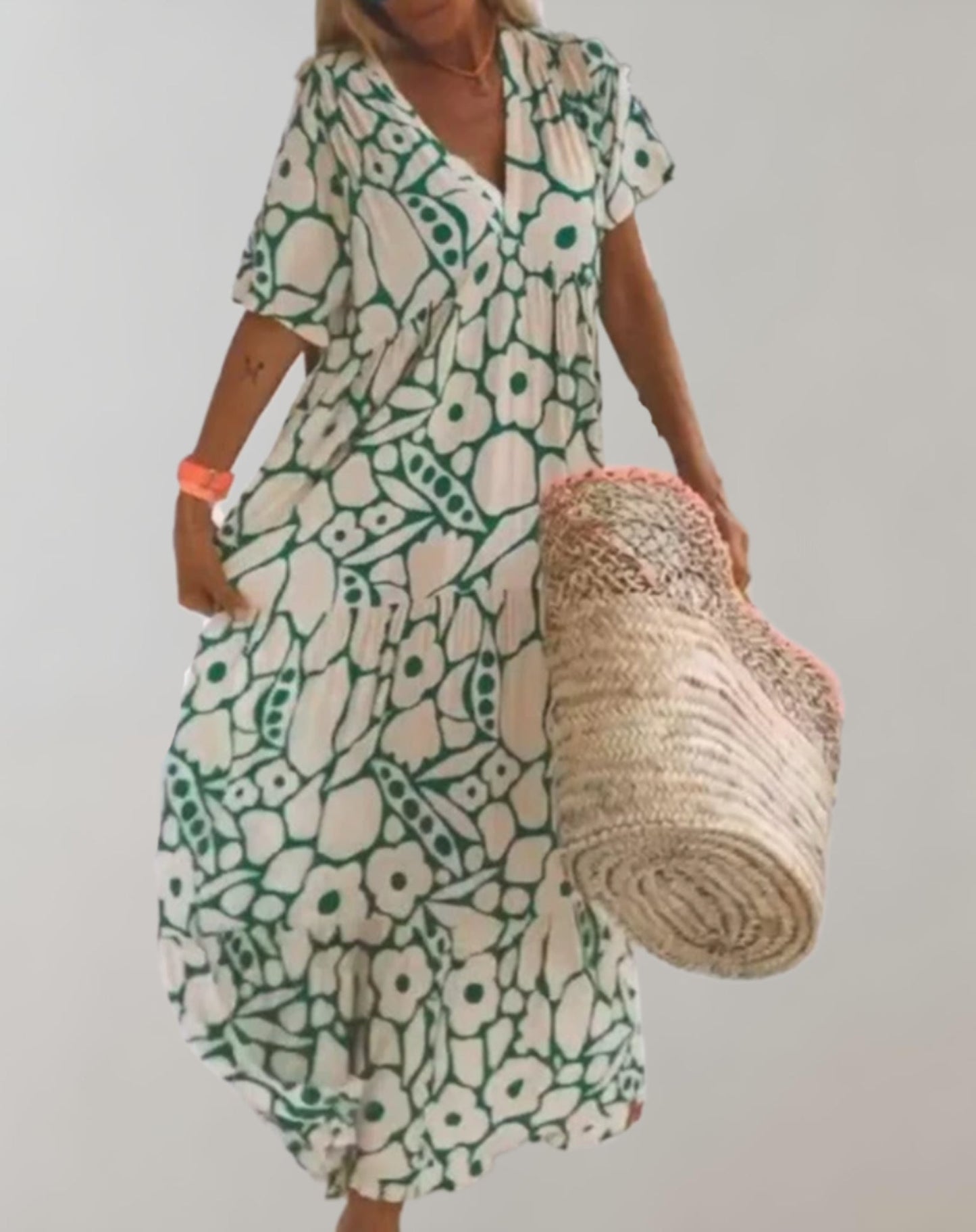 hals maxi sommerkleid mit blumenmuster für damen | Blair