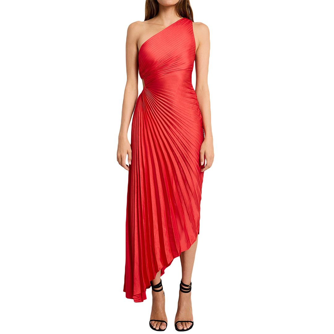 Asymmetrisches One-Shoulder-Plisseekleid