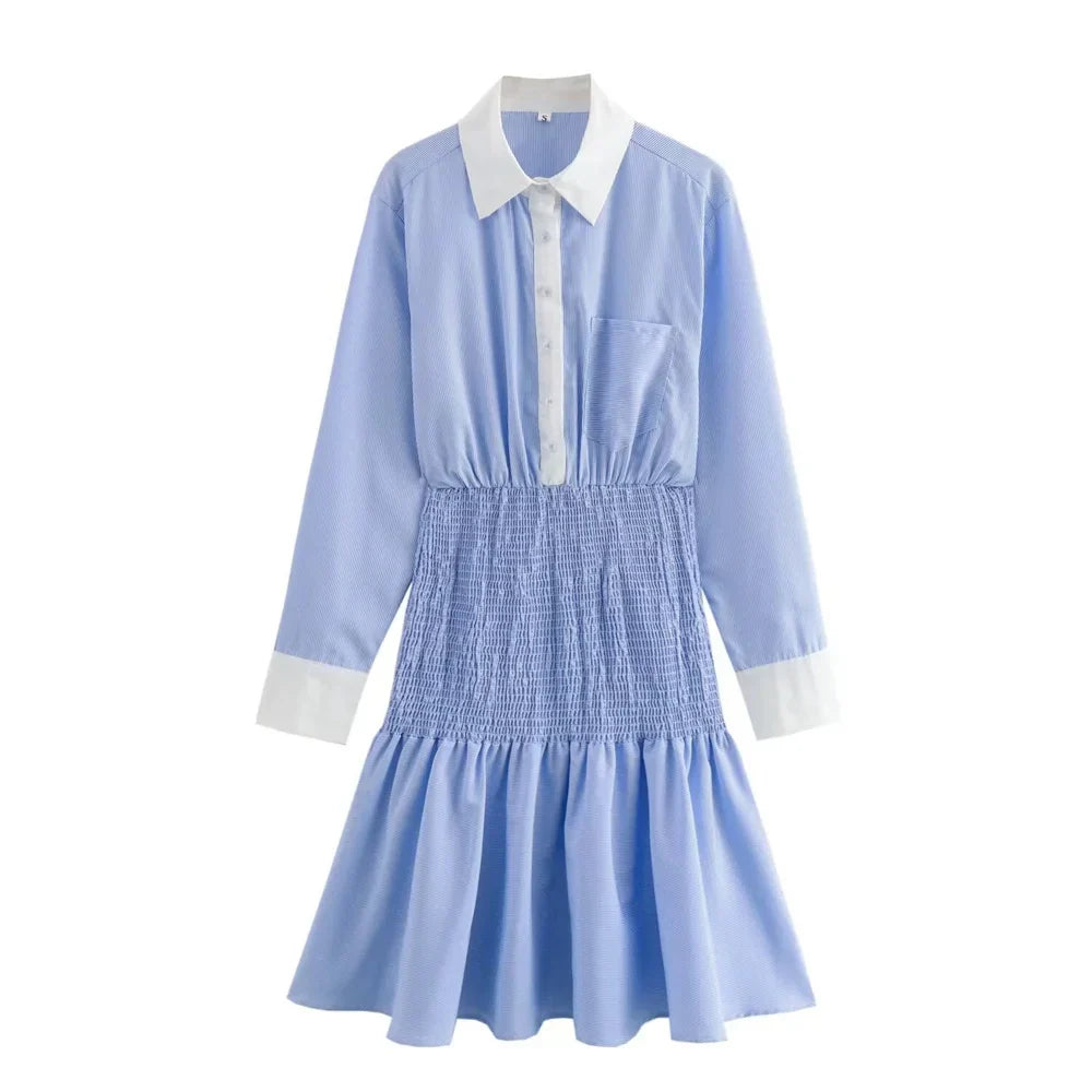 Merche - Kleid - Mini - Slim Fit - Gestreift - Langarm - Herbst