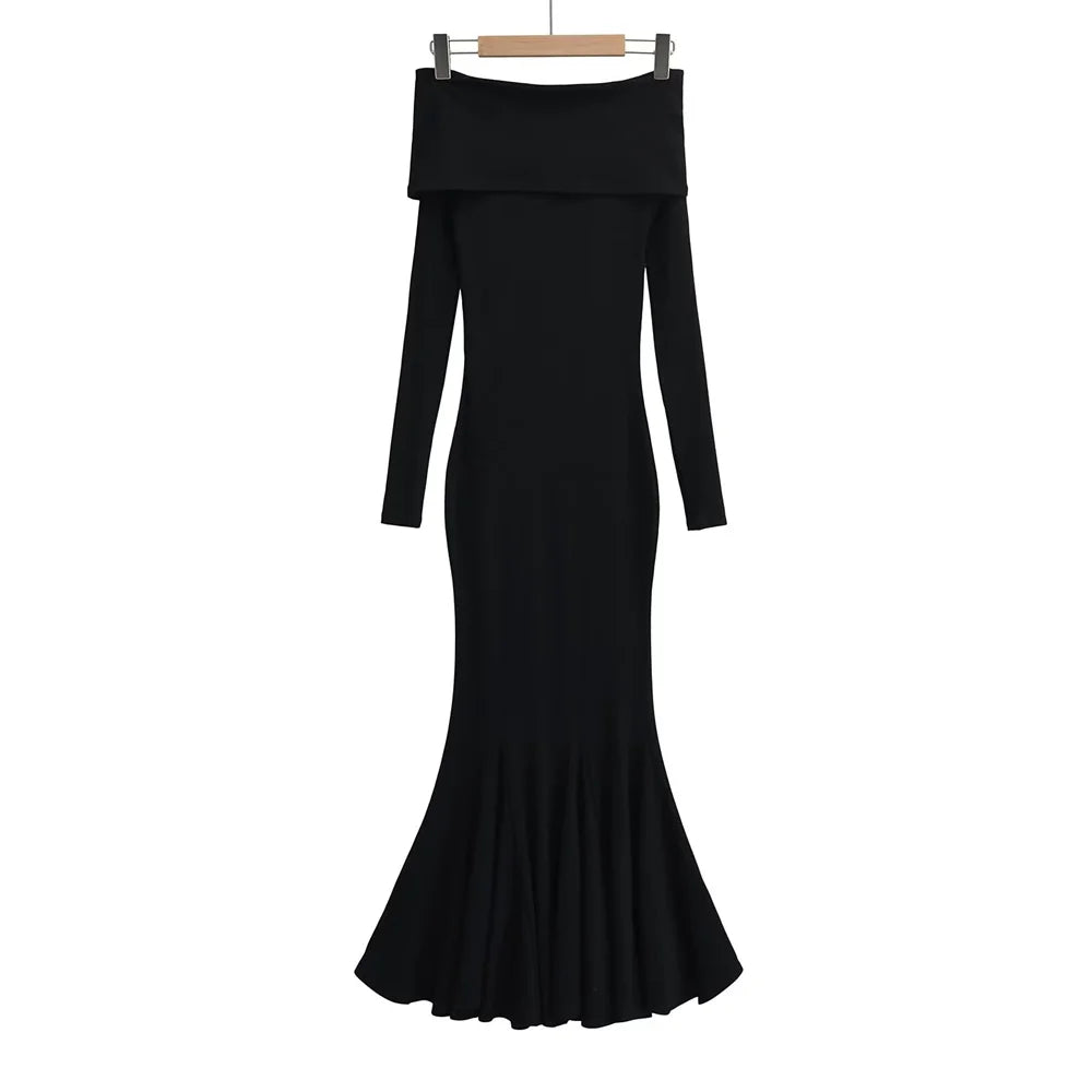 Merche - Kleid - Slim Fit - Schulterfrei Langarm - Fischschwanzkleid - Herbst