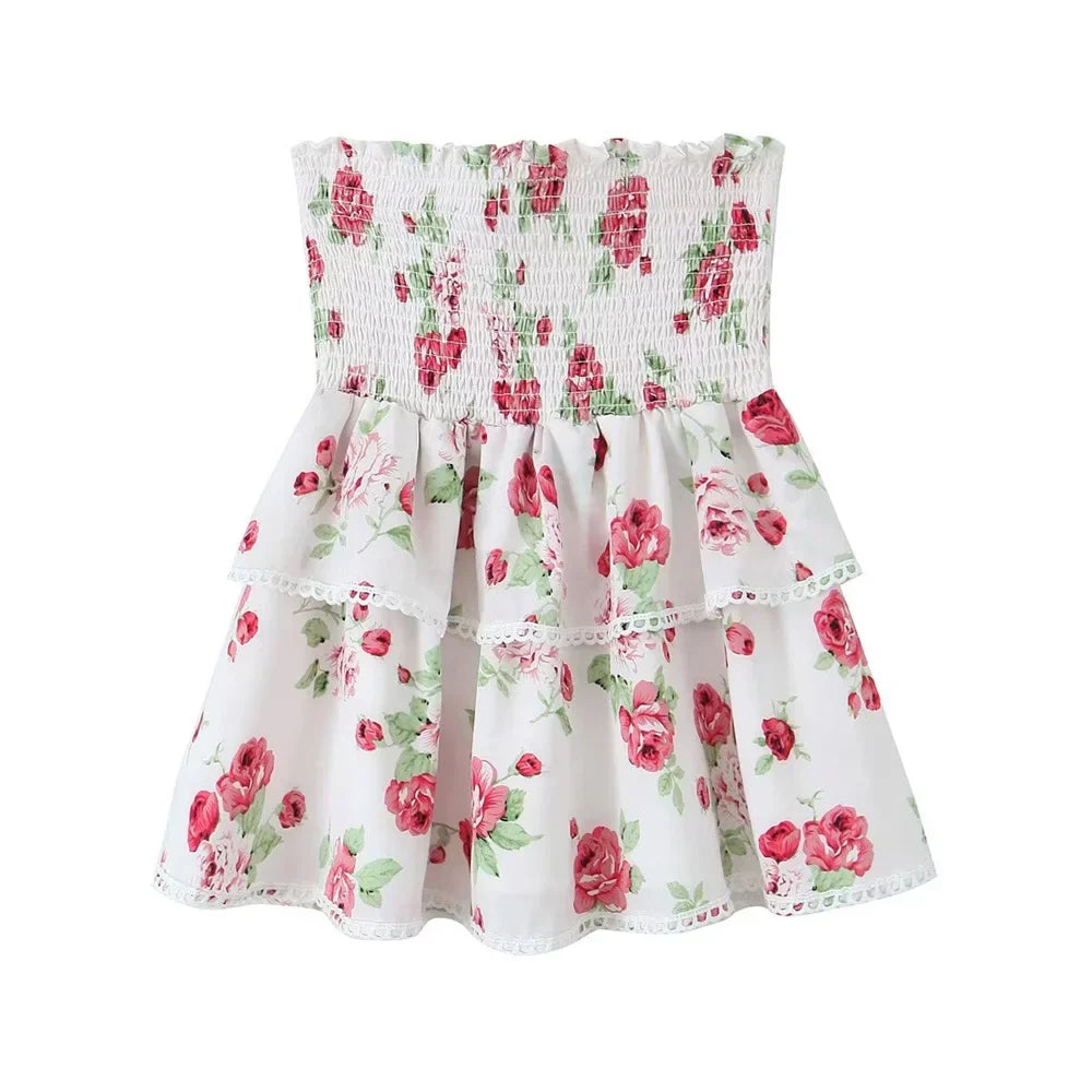 Merche - Outfit-Sets - Polyester - V-Ausschnitt, kurze Ärmel - Minirock - Sommer