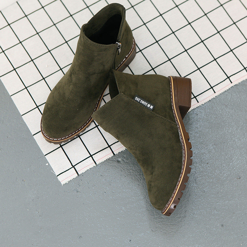 WW | Wildlederstiefelette Mit Rutschfester Sohle Und Seitlichem Reissverschluss