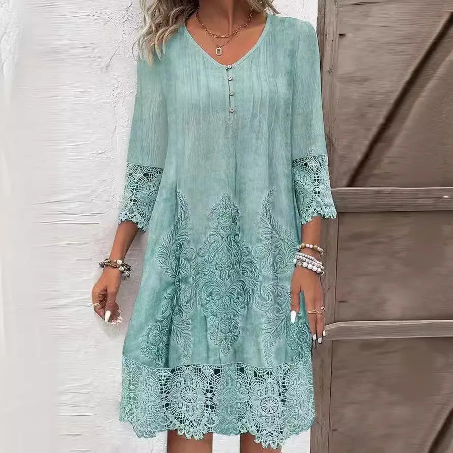 Elegantes, lockeres Kleid mit V-Ausschnitt für Damen