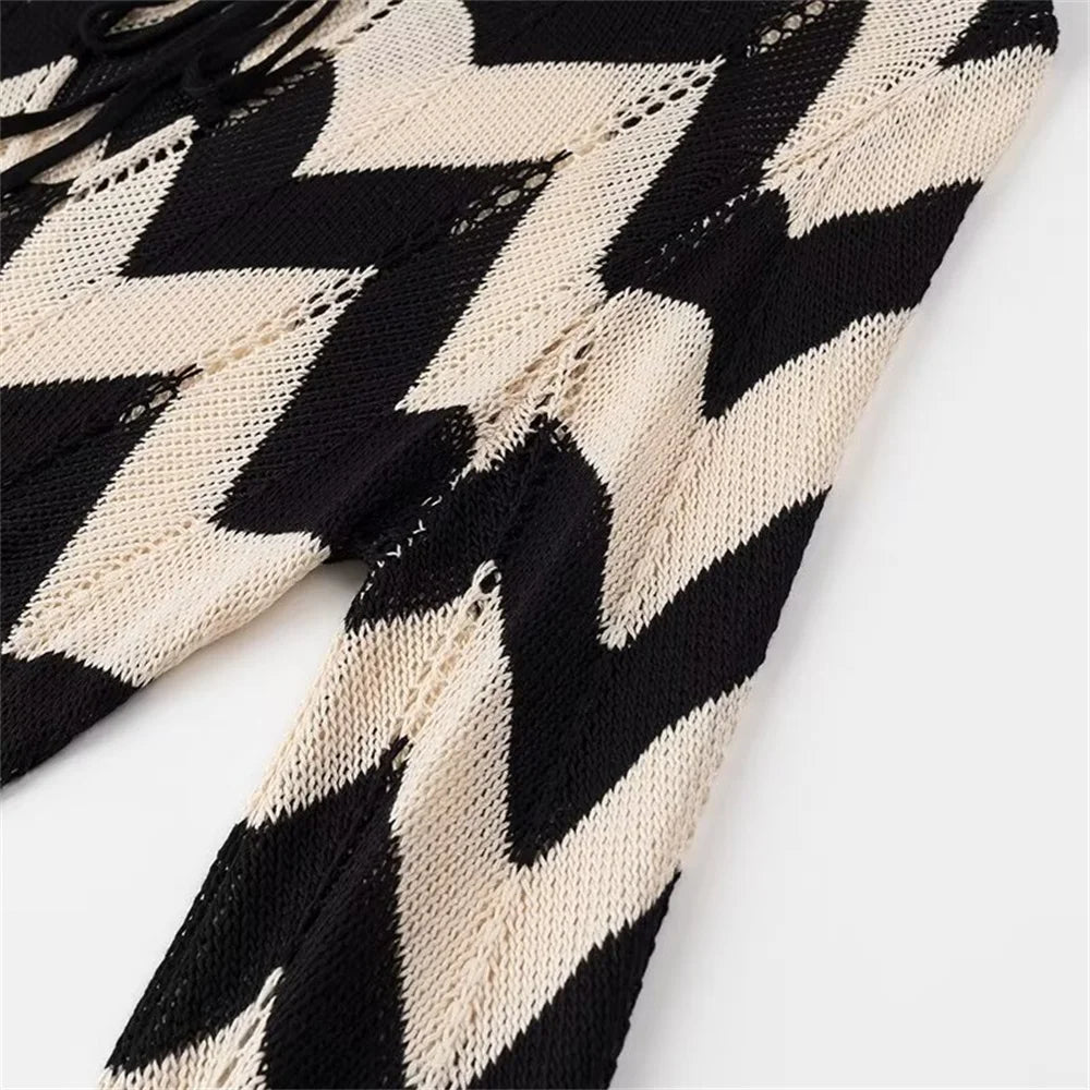 Merche - Maxikleid - Polyester - Slimming Wave Striped Knitted - Herbst