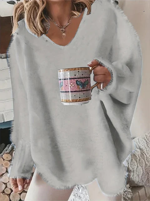 WW | Weicher Langarm Pullover Mit Rundhalsausschnitt