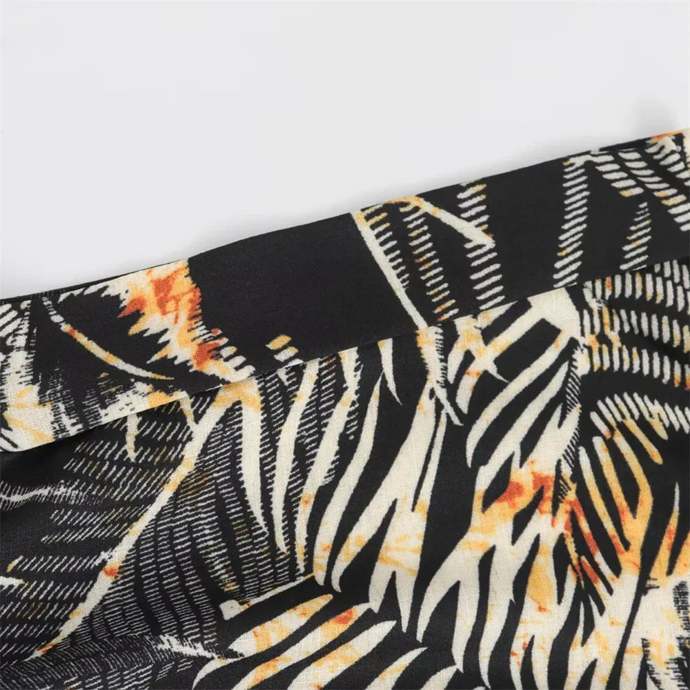 Merche - Midikleid - Polyester/Leinen - Kragen - Tropical - Bedruckt - Herbst