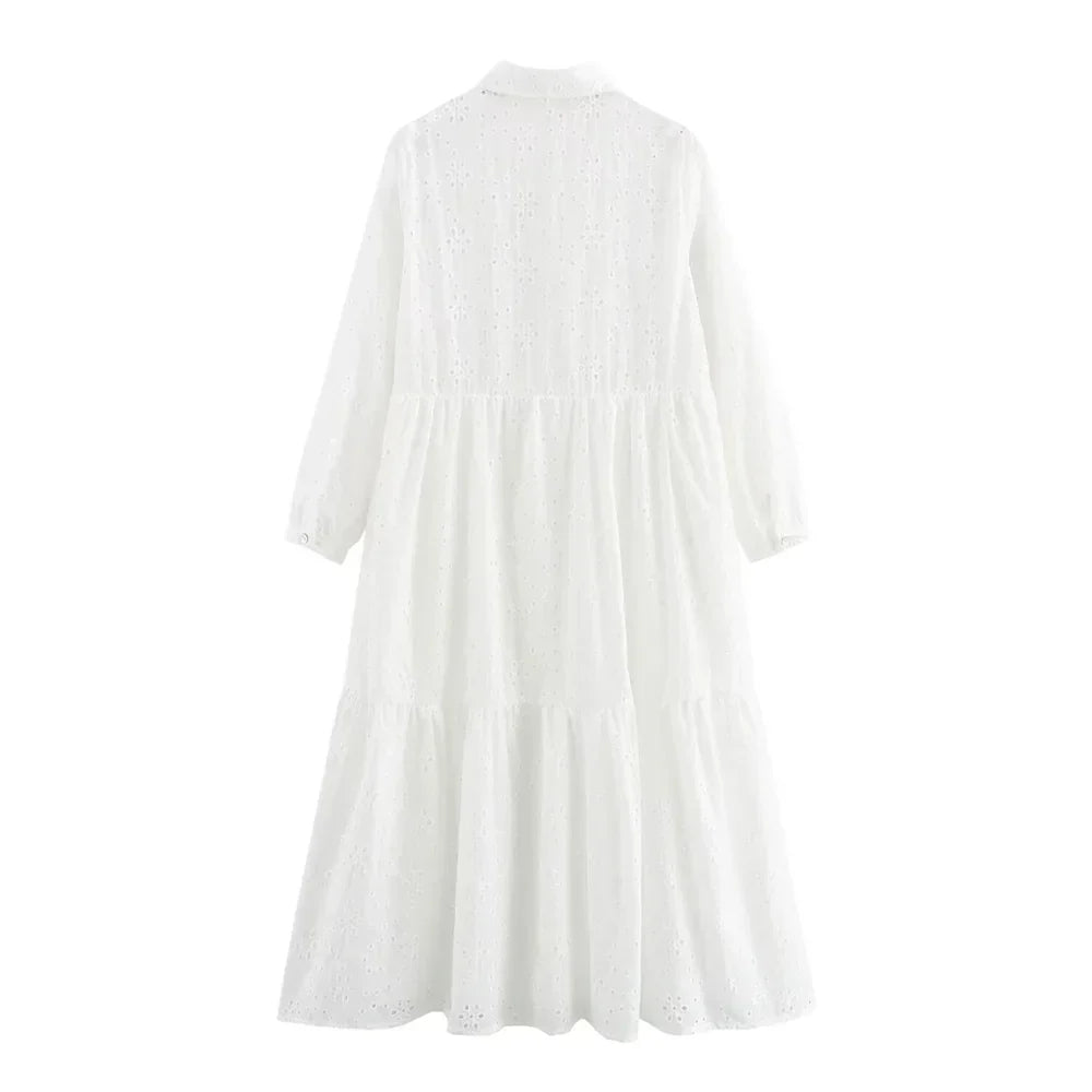 Merche - Kleid - Casual Polokragen - Bestickt - Alle Jahreszeiten