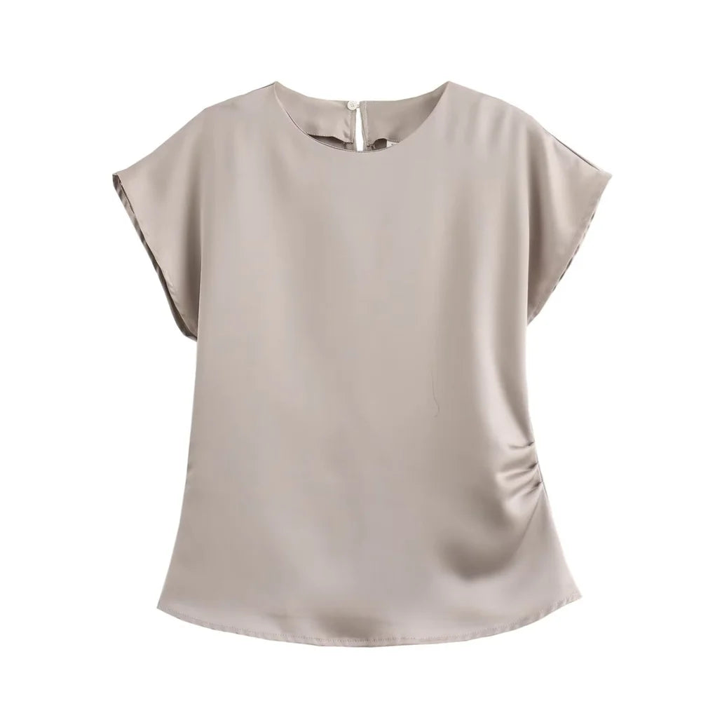 Merche - Top & Hosen Set - Rundhals - Kurzarm - Hohe Taille - Sommer