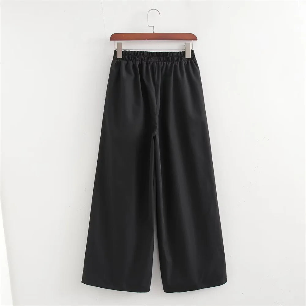 Merche - Outfit-Sets - Polyester - T-Shirt mit Stickerei - Hose mit weitem Bein - Sommer