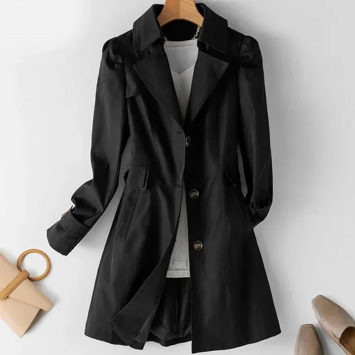 WW | Warmer Langärmeliger Trenchcoat Mit Reverskragen Und Knopfversch