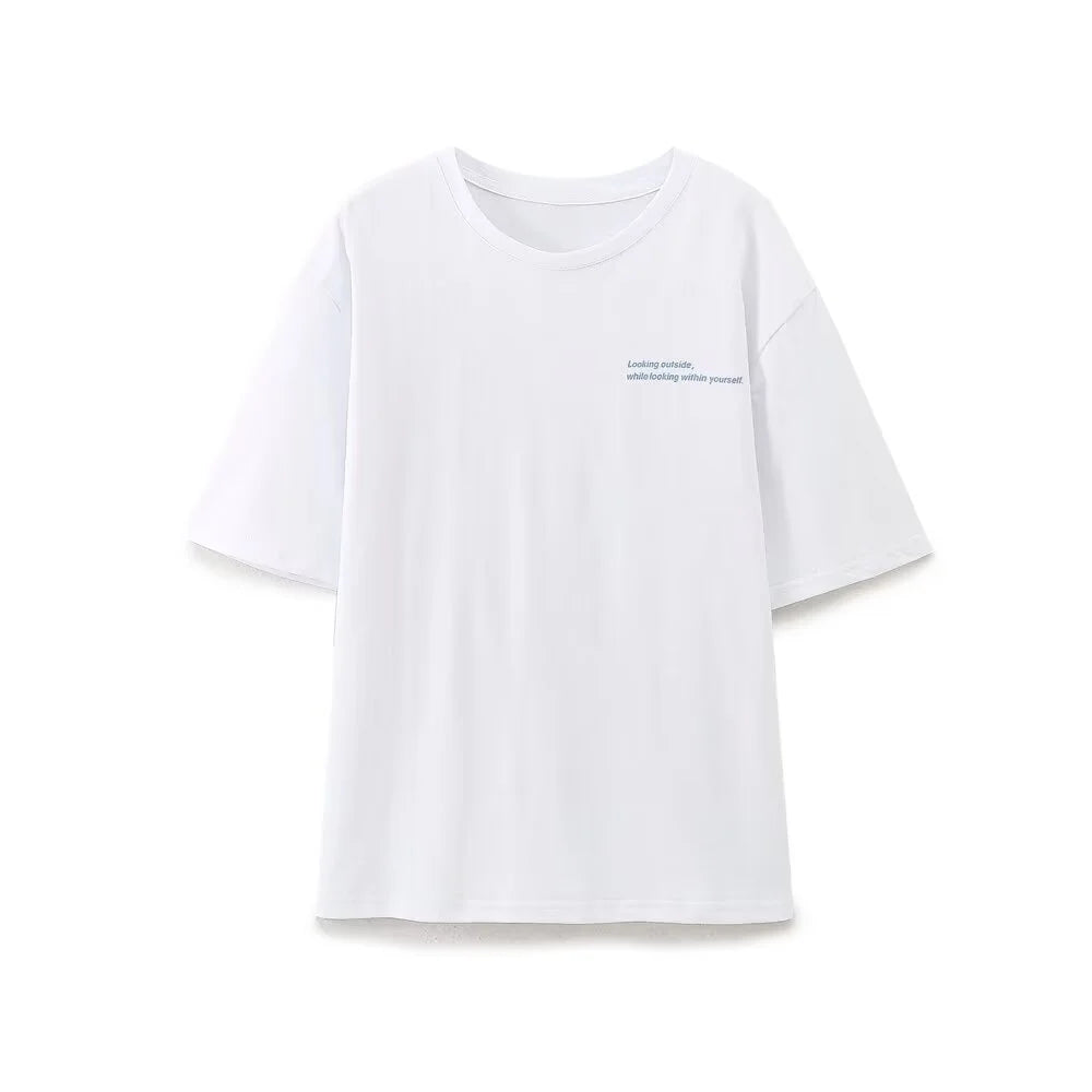 Merche - T-Shirt - Lässig Locker Rundhals Kurzarm Print - Sommer