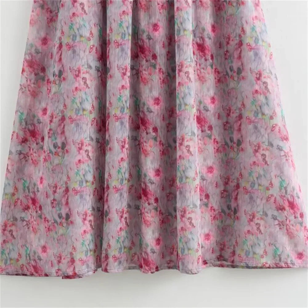 Merche - Kleid - Polyester - Halbarm - Schnürung - Blumen - Sommer