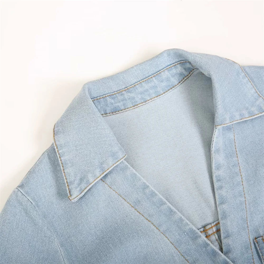Merche - Minikleid - Polyester/Denim - Polo kurze Ärmel - Sommer