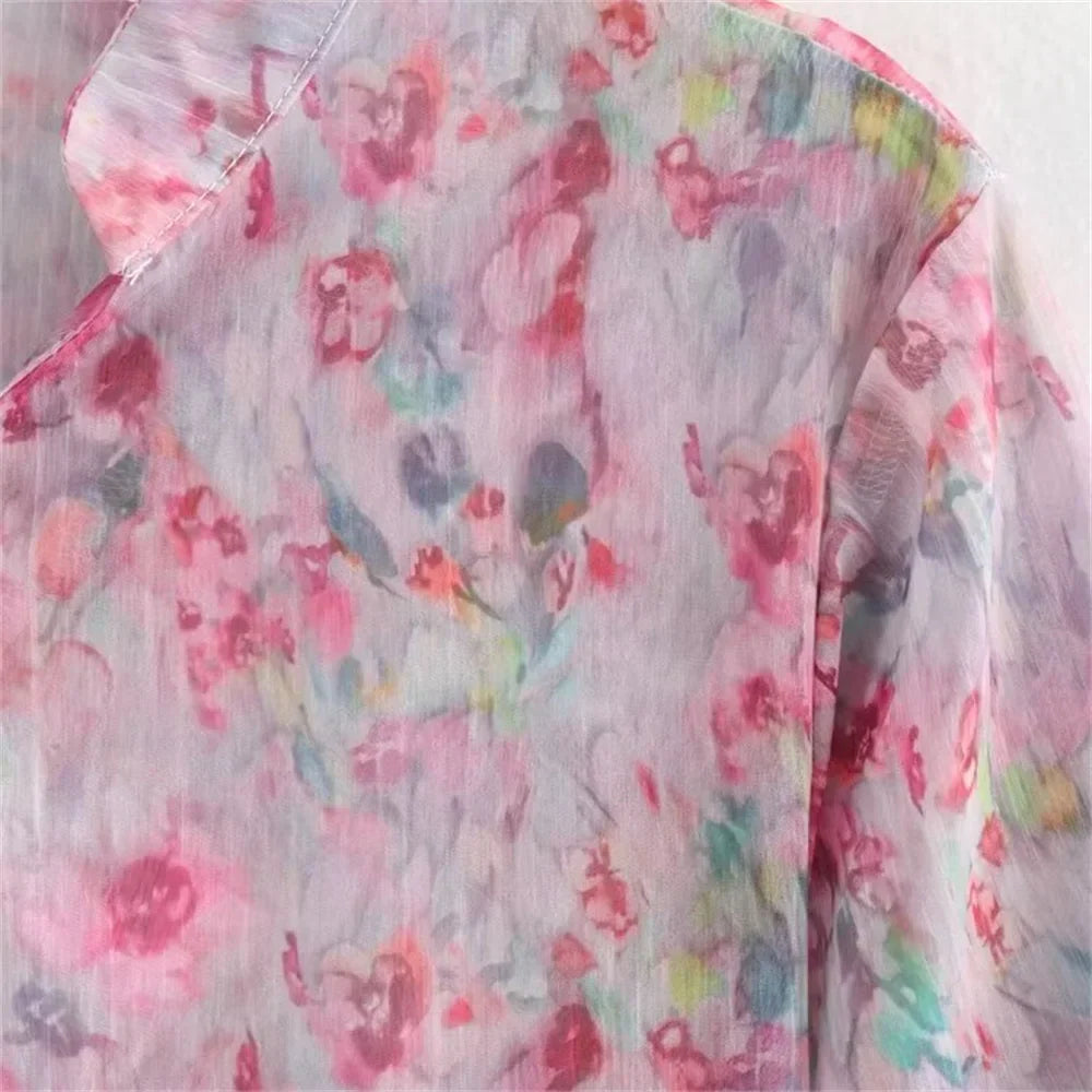 Merche - Kleid - Polyester - Halbarm - Schnürung - Blumen - Sommer