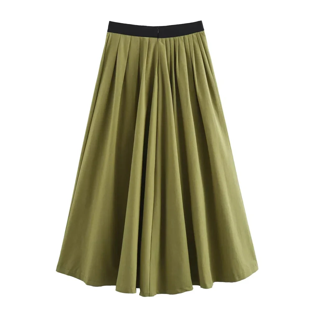 Merche - Mantel & Rock Set - Plissiert Kurz Kontrast Taille - Sommer