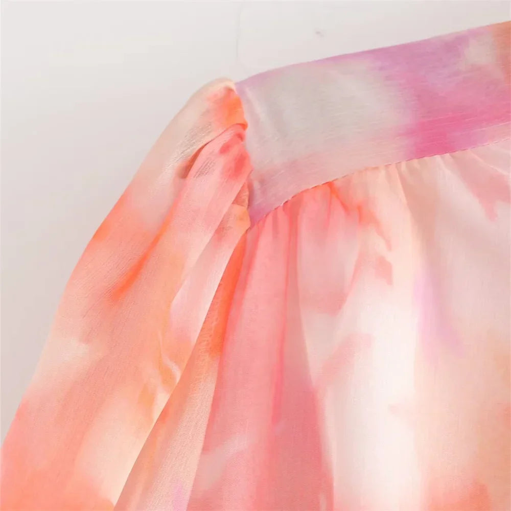 Merche - Langärmeliges Kleid - Slim Fit Chiffon - Tie-Dyed Print - Herbst