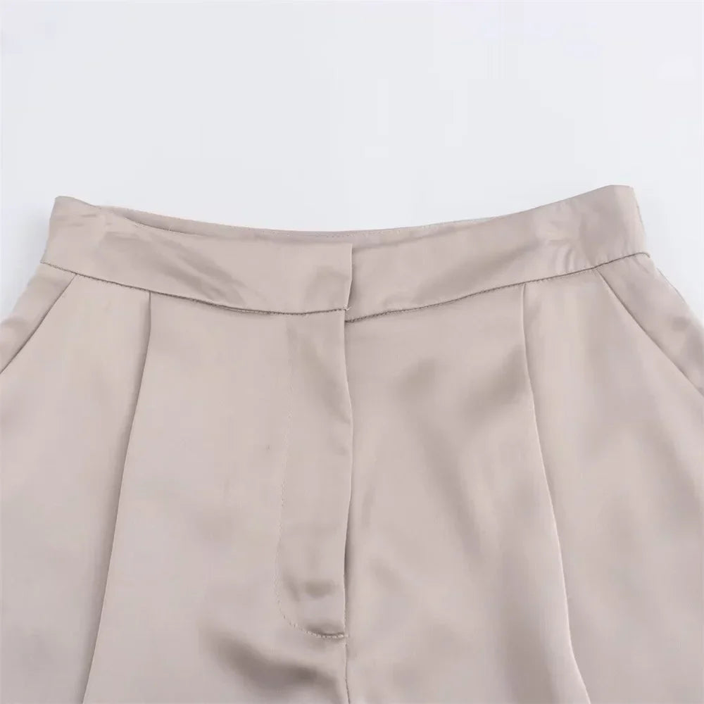 Merche - Top & Hosen Set - Rundhals - Kurzarm - Hohe Taille - Sommer