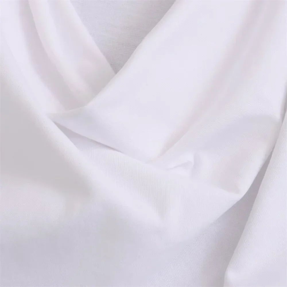Merche - Oberteile - Polyester/Leinen - Tiefer Ausschnitt Asymmetrisch - Plissee T-Shirt - Sommer