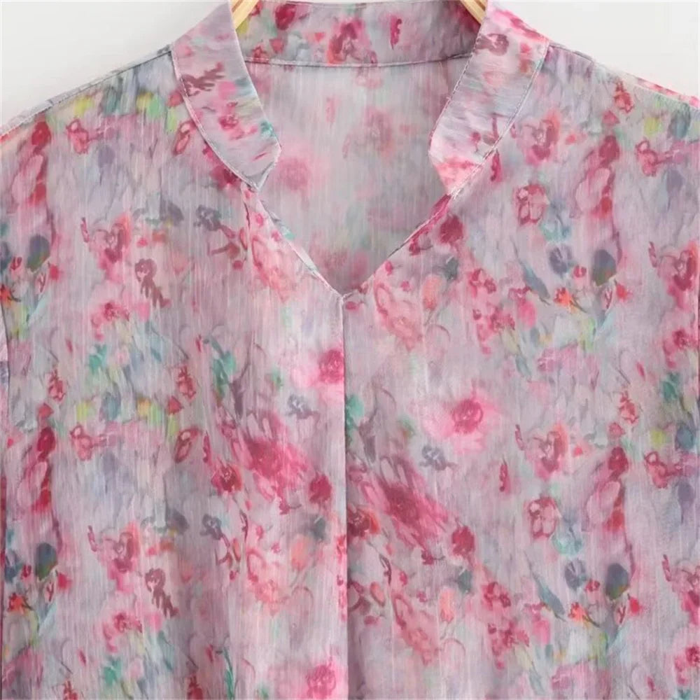 Merche - Kleid - Polyester - Halbarm - Schnürung - Blumen - Sommer