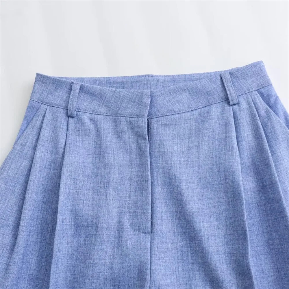 Merche - Zweireihige Anzugjacke mit Gürtel - Weite Hosen - Alle Jahreszeiten
