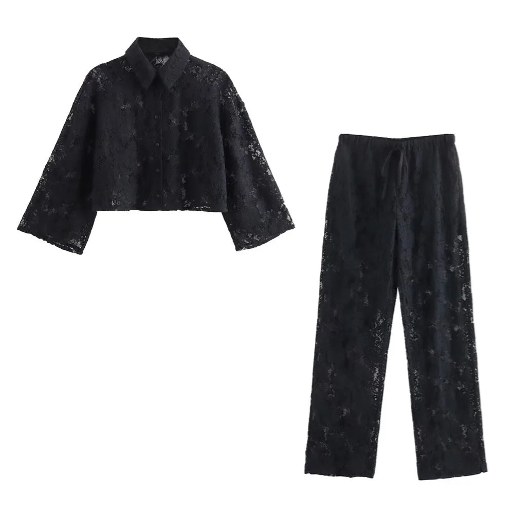 Merche - Shirt & Hosen Set - Langarm - Weites Bein - Sommer