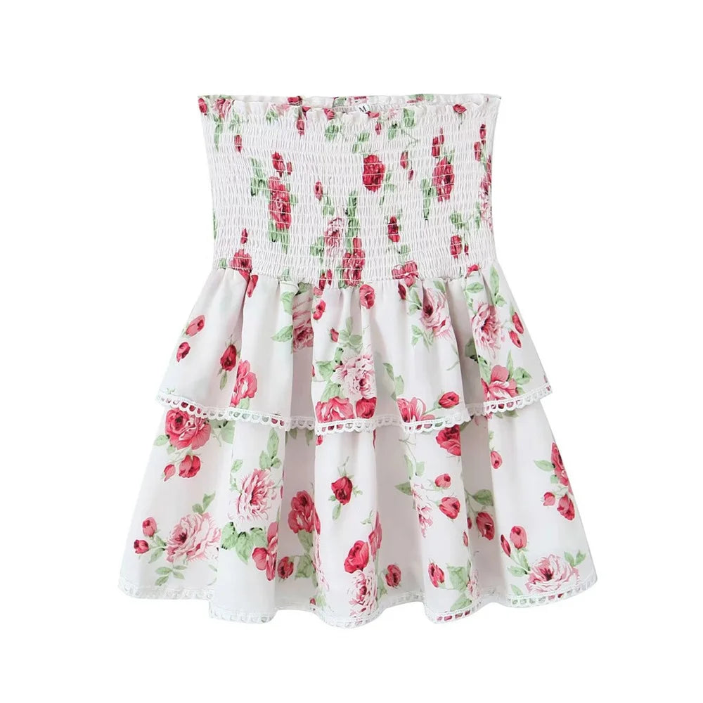 Merche - Outfit-Sets - Polyester - V-Ausschnitt, kurze Ärmel - Minirock - Sommer