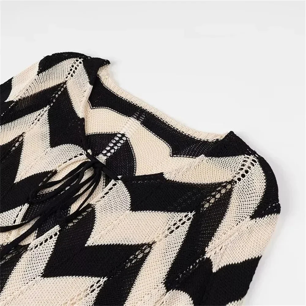 Merche - Maxikleid - Polyester - Slimming Wave Striped Knitted - Herbst