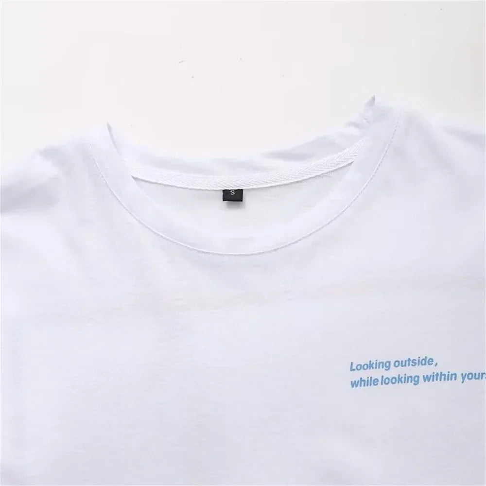 Merche - T-Shirt - Lässig Locker Rundhals Kurzarm Print - Sommer