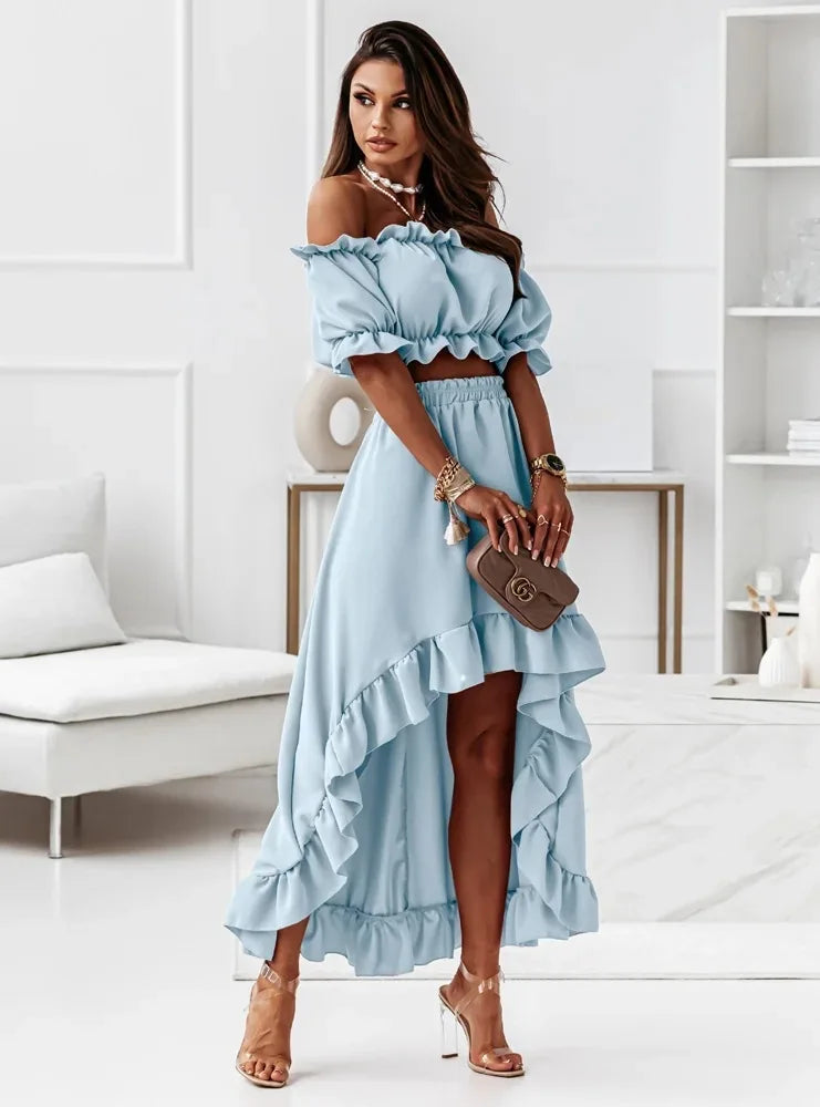 Merche rufsigt set med enfärgad off shoulder-design