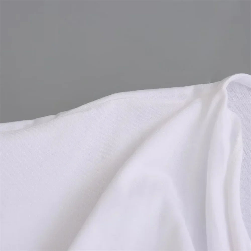Merche - Oberteile - Polyester/Leinen - Tiefer Ausschnitt Asymmetrisch - Plissee T-Shirt - Sommer