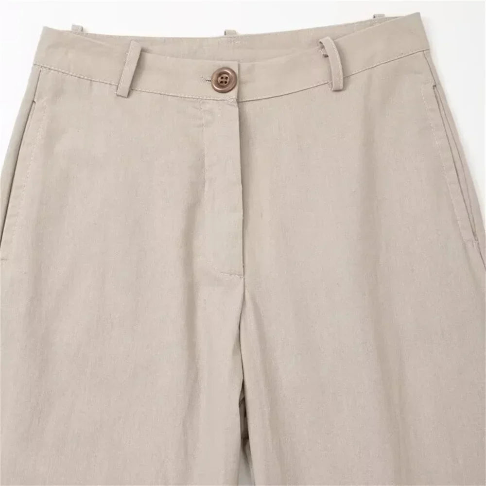 Merche - Tank Top und Hosen Set - Perlenschleife Leinenmischung - Sommer