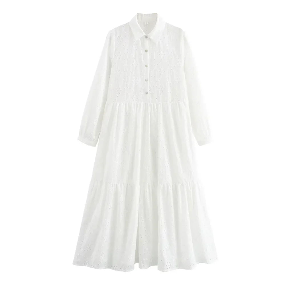 Merche - Kleid - Casual Polokragen - Bestickt - Alle Jahreszeiten