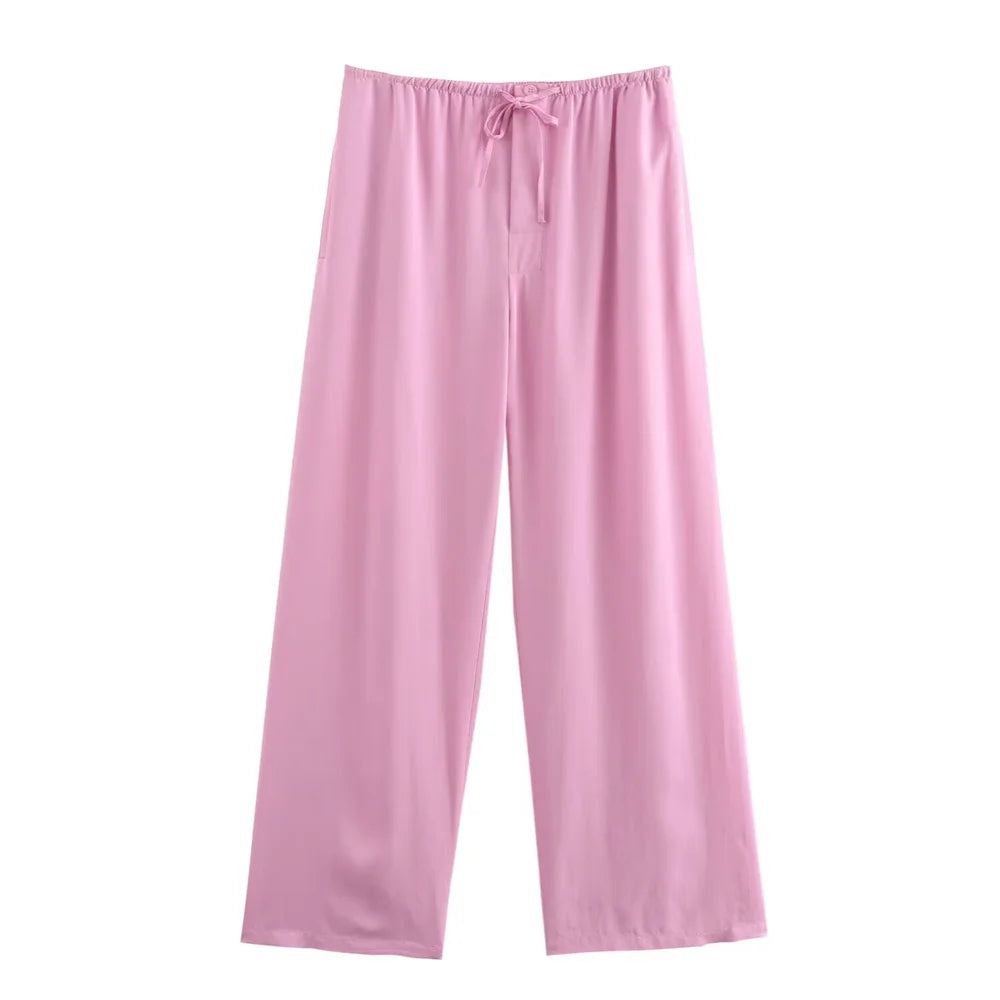 Merche - Outfit-Sets - Polyester - Hemd mit Seidenstruktur - Hose mit hoher Taille - Herbst