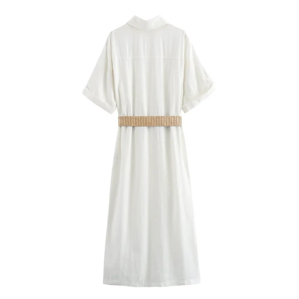 Merche - Kleid - Langarm - Leinengürtel - Herbst