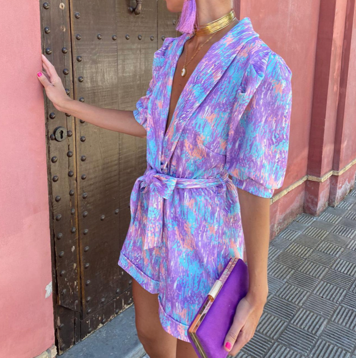 Merche bunter Jumpsuit mit halben Ärmeln