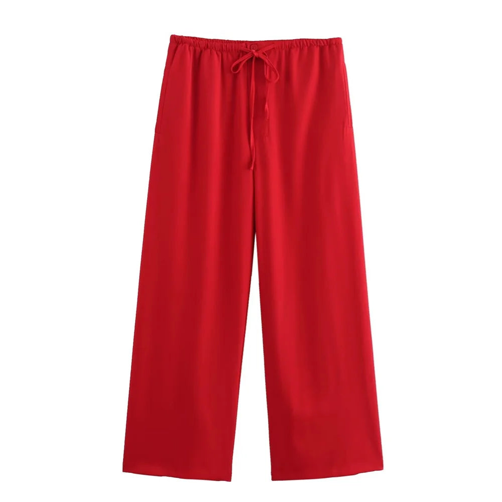 Merche - Outfit-Sets - Polyester - Hemd mit Seidenstruktur - Hose mit hoher Taille - Herbst