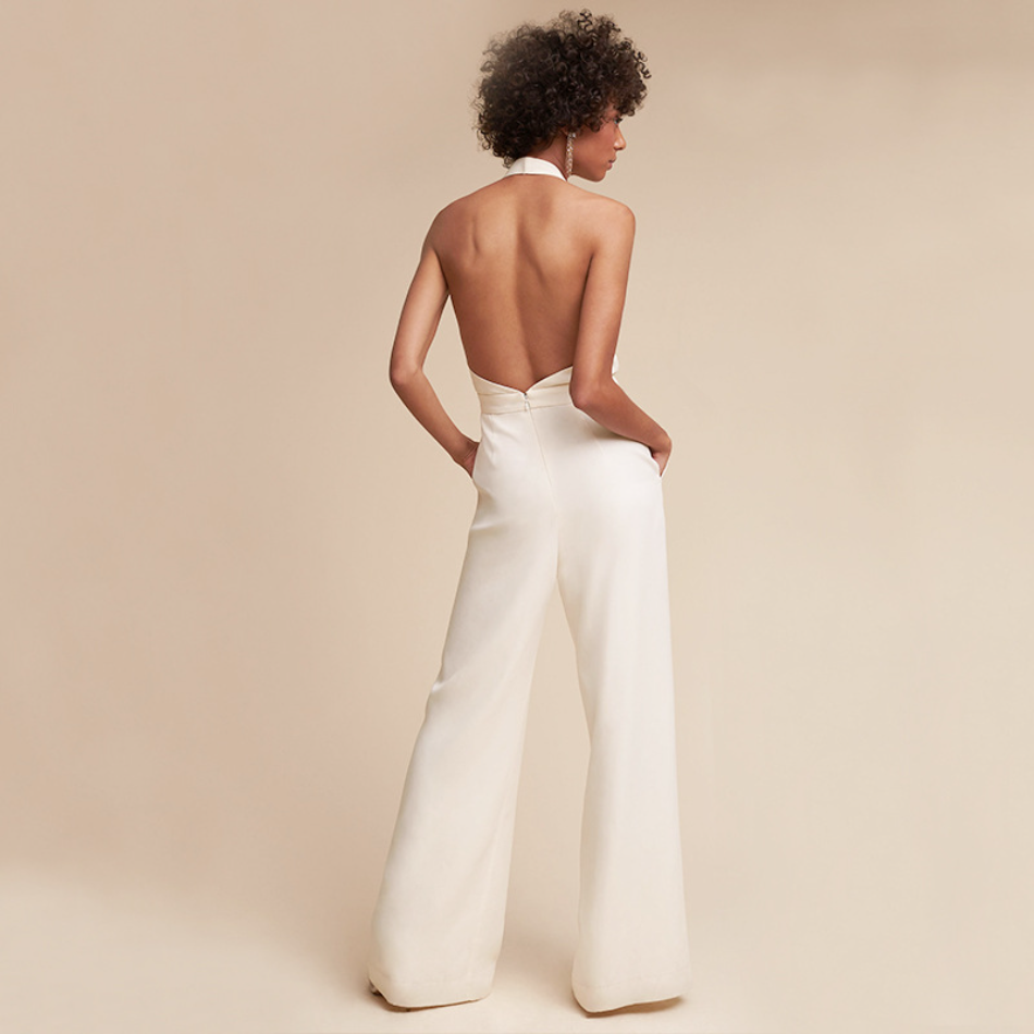 Weite Hosen Solid Kausal Lang Jumpsuits