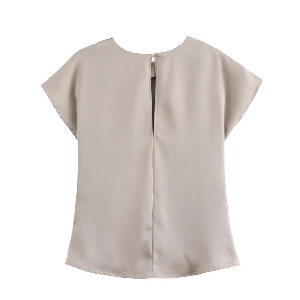 Merche - Top & Hosen Set - Rundhals - Kurzarm - Hohe Taille - Sommer