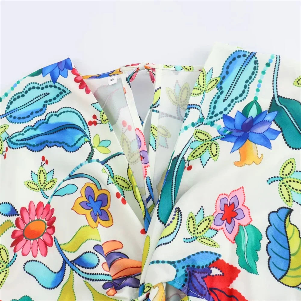 Merche - Kleid - Figurbetont - V-Ausschnitt - Floral - Herbst