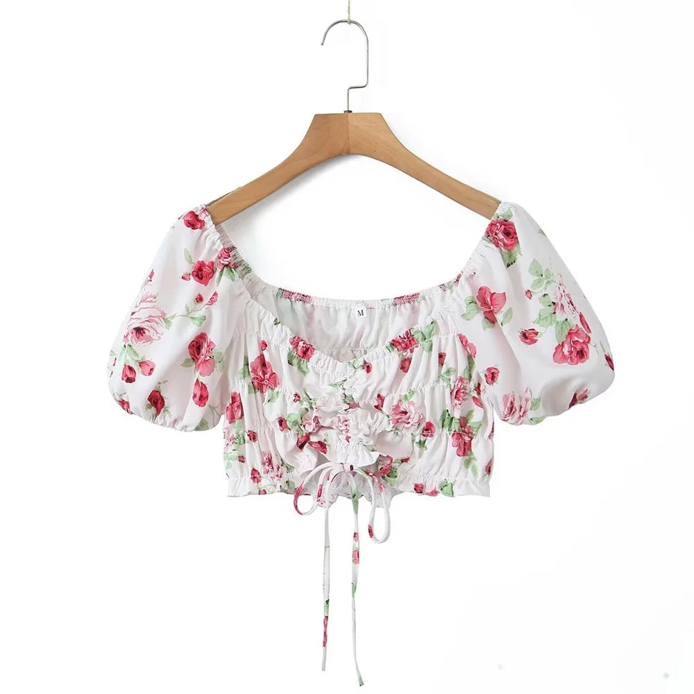 Merche - Outfit-Sets - Polyester - V-Ausschnitt, kurze Ärmel - Minirock - Sommer