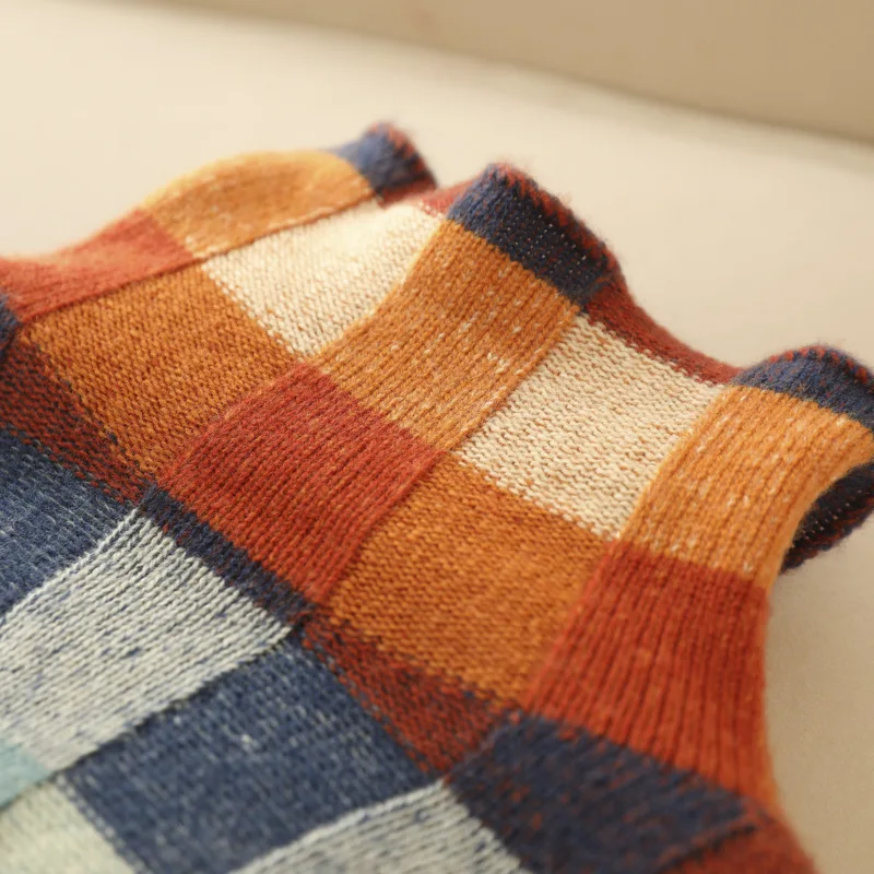 Eleganter Patchwork Kaschmirpullover