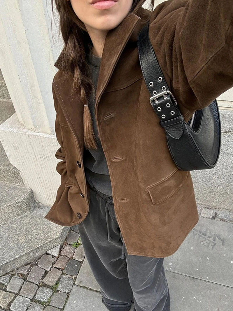 WW | Wildlederjacke Mit Weicher Oberfläche