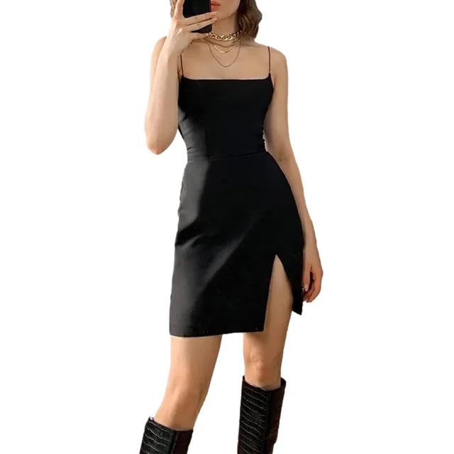 Sommer Spitzenbesatz Bandage geraffter Schlitz Party Minikleid