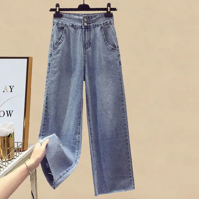 Merche size skjorta med jeans med hög midja sommar streetwear ser