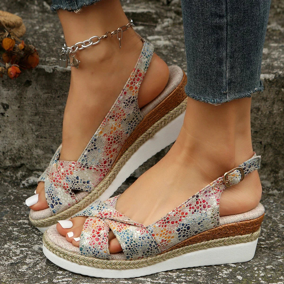 Orthopädische Keilsandalen in verschiedenen Farben